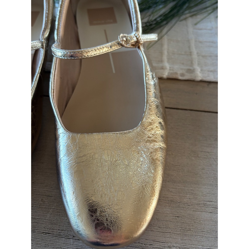 Dolce Vita Aileen Ballet Flat Mary Jane Shoes Metallic Leather Gold Women's 7.5 - Picture 8 of 10